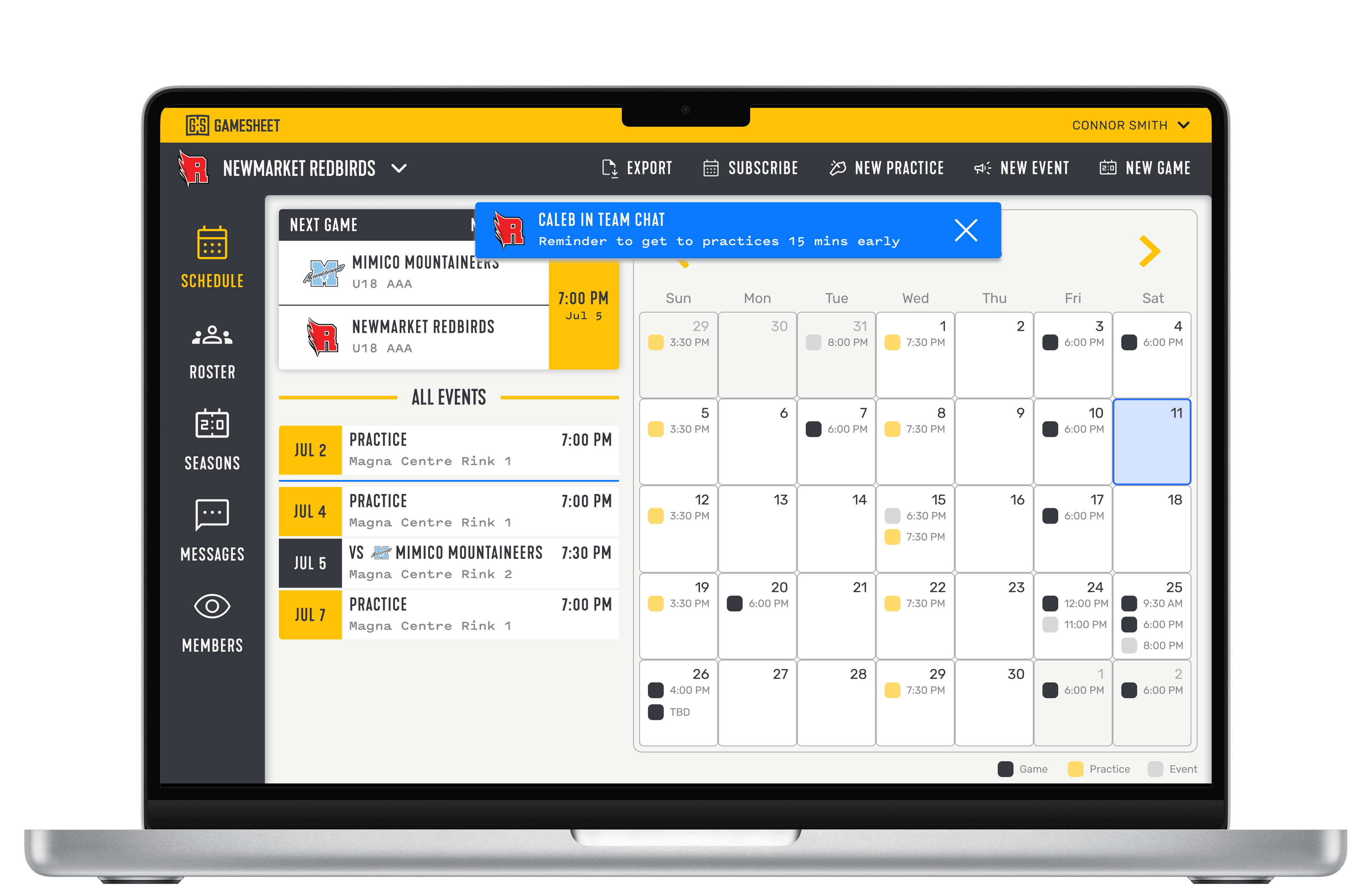 Teams App - Full Team Schedule